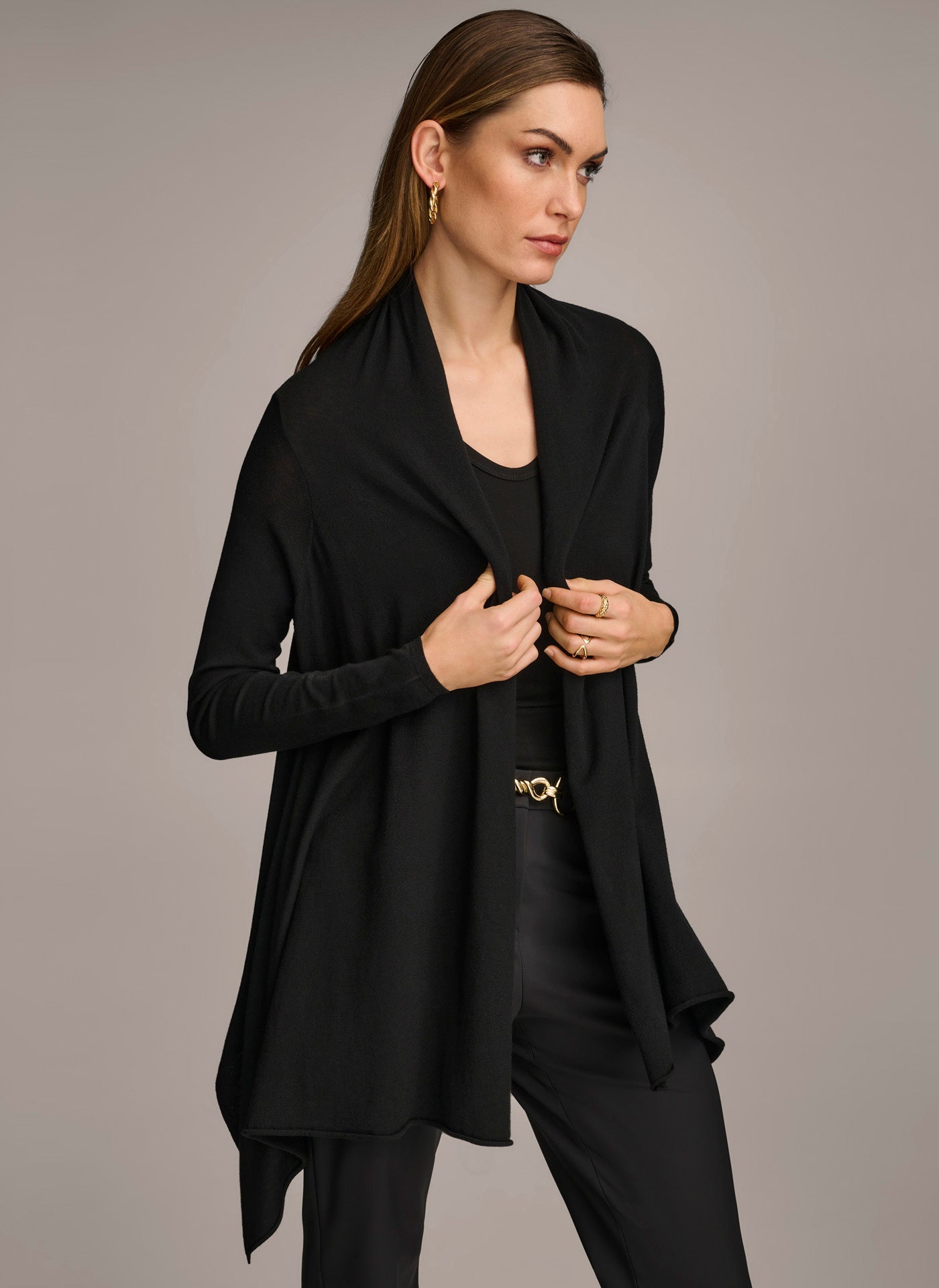 Donna Karan | LONG SLEEVE DRAPE CARDIGAN