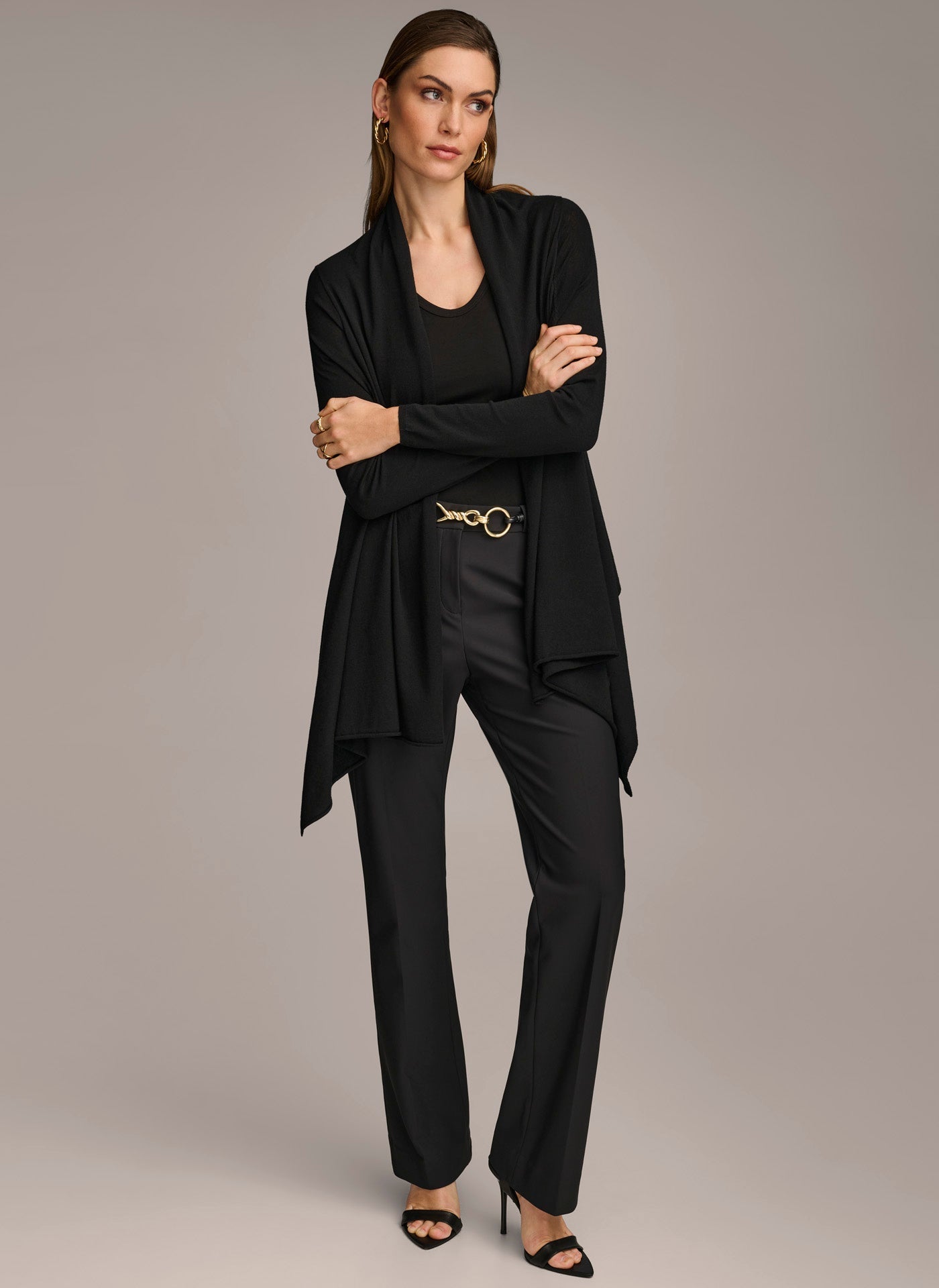 Donna Karan | LONG SLEEVE DRAPE CARDIGAN