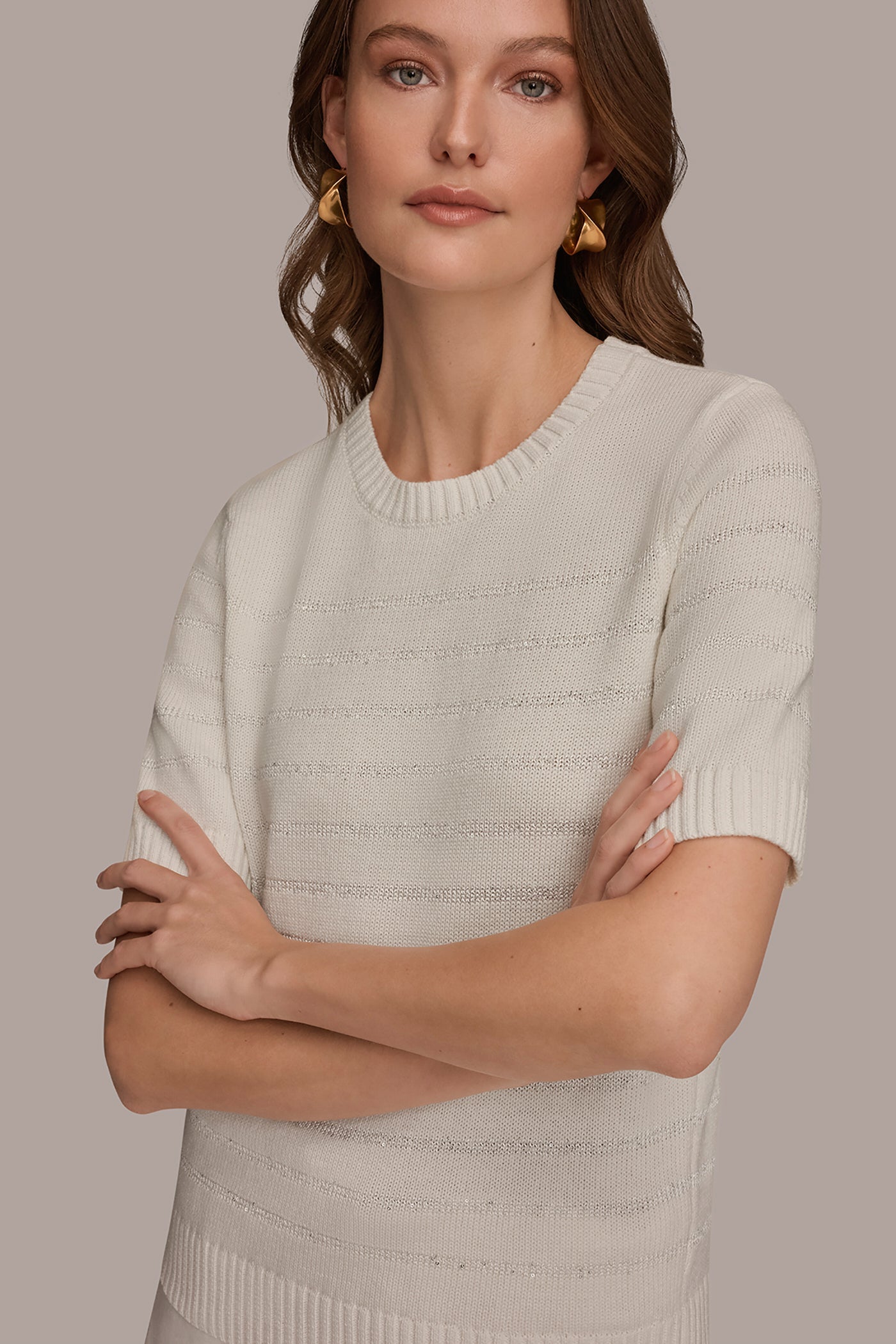 Donna Karan | SEQUIN STRIPE SWEATER