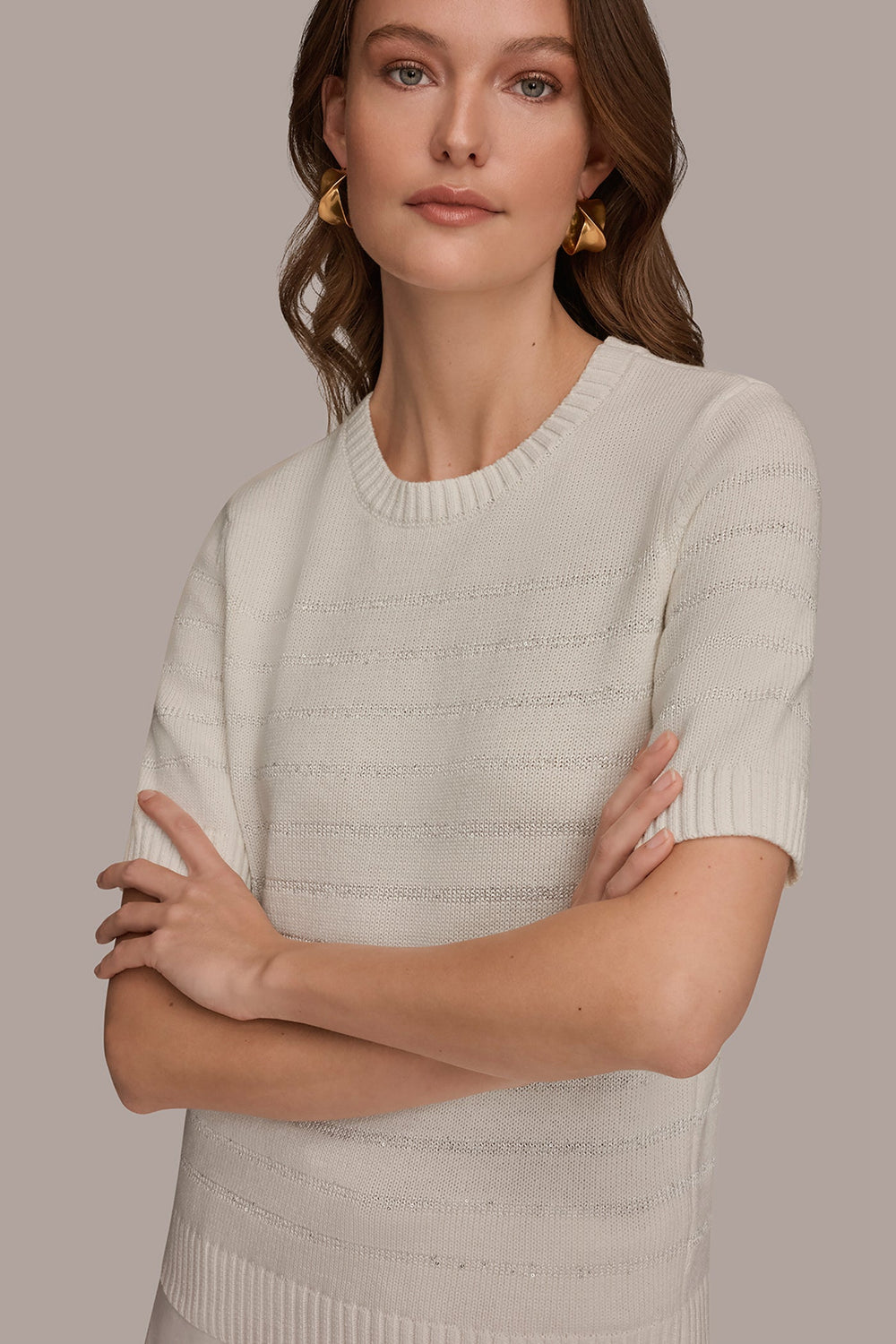 Donna Karan | SEQUIN STRIPE SWEATER