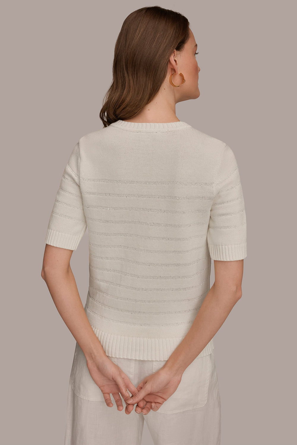 Donna Karan | SEQUIN STRIPE SWEATER