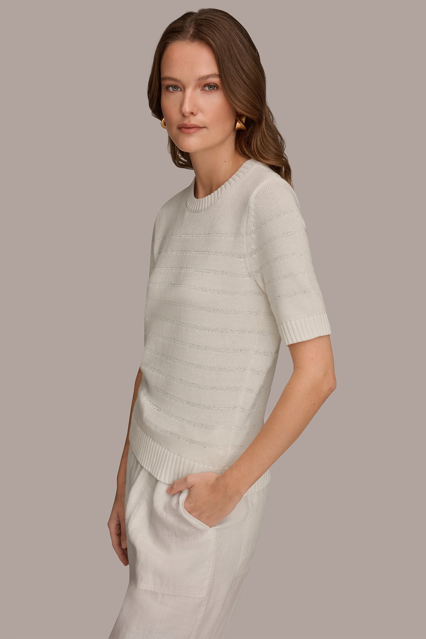 Donna Karan | SEQUIN STRIPE SWEATER
