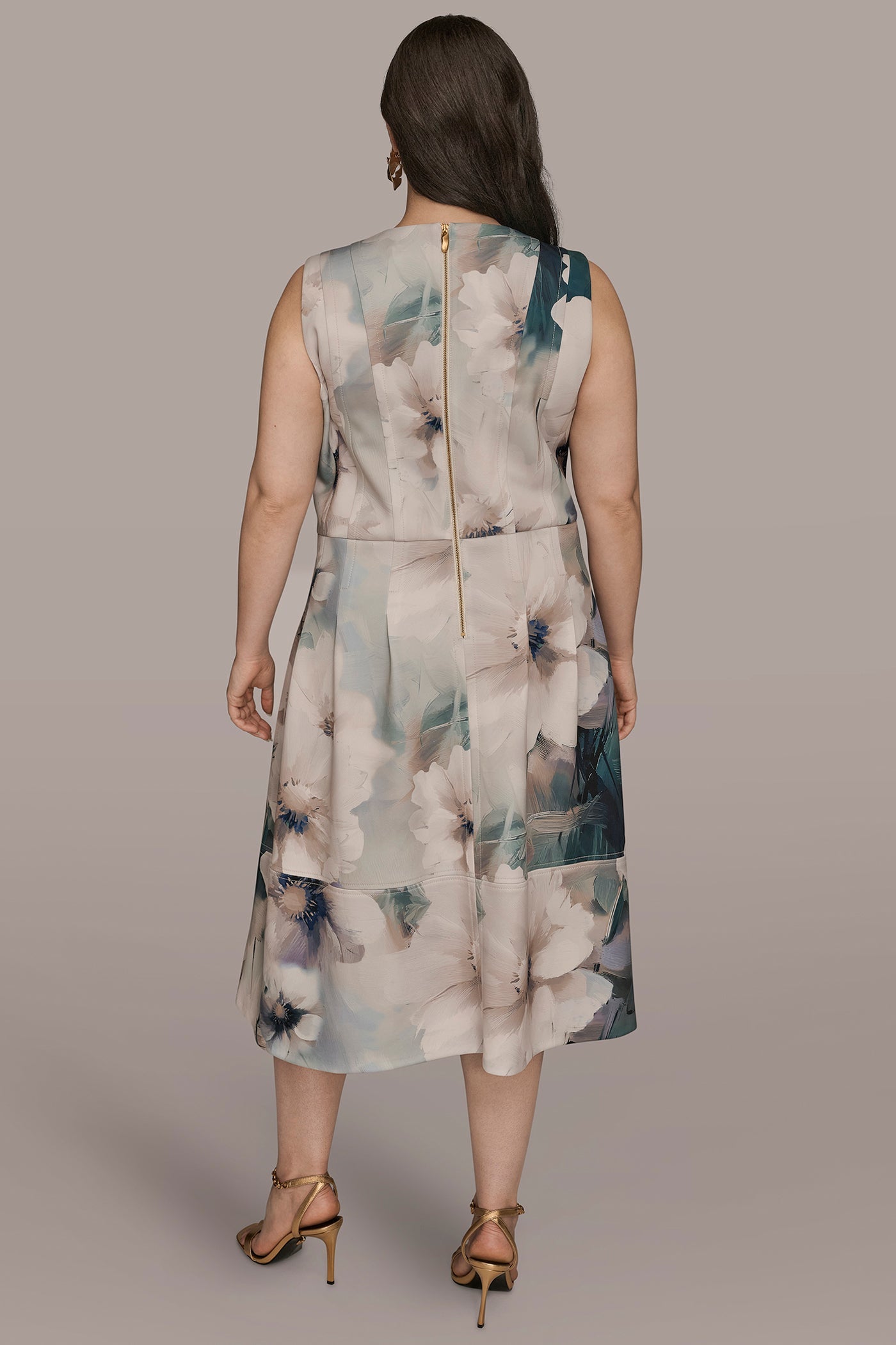 Donna Karan | FLORAL SLEEVELESS MIDI DRESS