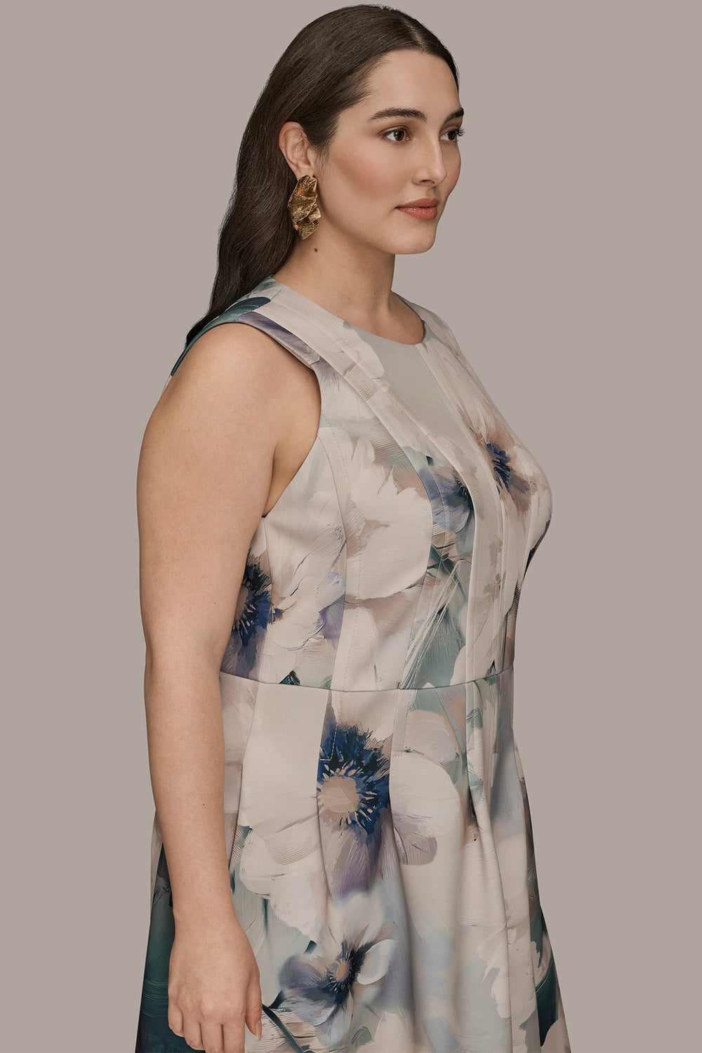 Donna Karan | FLORAL SLEEVELESS MIDI DRESS