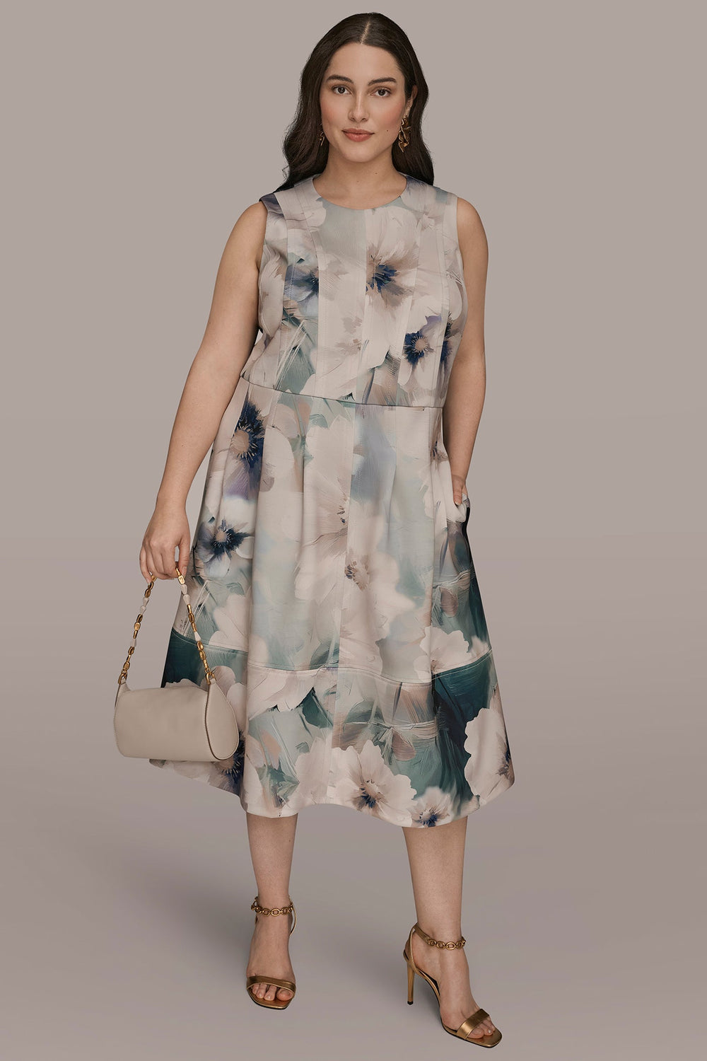 Donna Karan | FLORAL SLEEVELESS MIDI DRESS