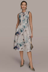 Donna Karan | FLORAL SLEEVELESS MIDI DRESS
