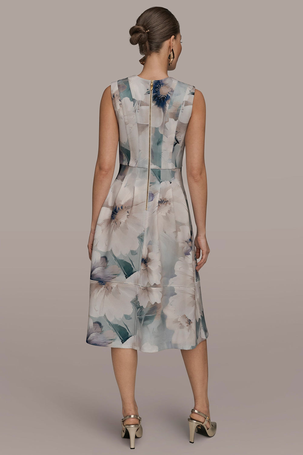 Donna Karan | FLORAL SLEEVELESS MIDI DRESS