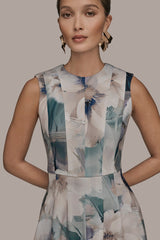 Donna Karan | FLORAL SLEEVELESS MIDI DRESS