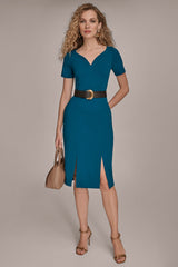 Donna Karan | LONG SLEEVE DOUBLE-SPLIT SHEATH DRESS