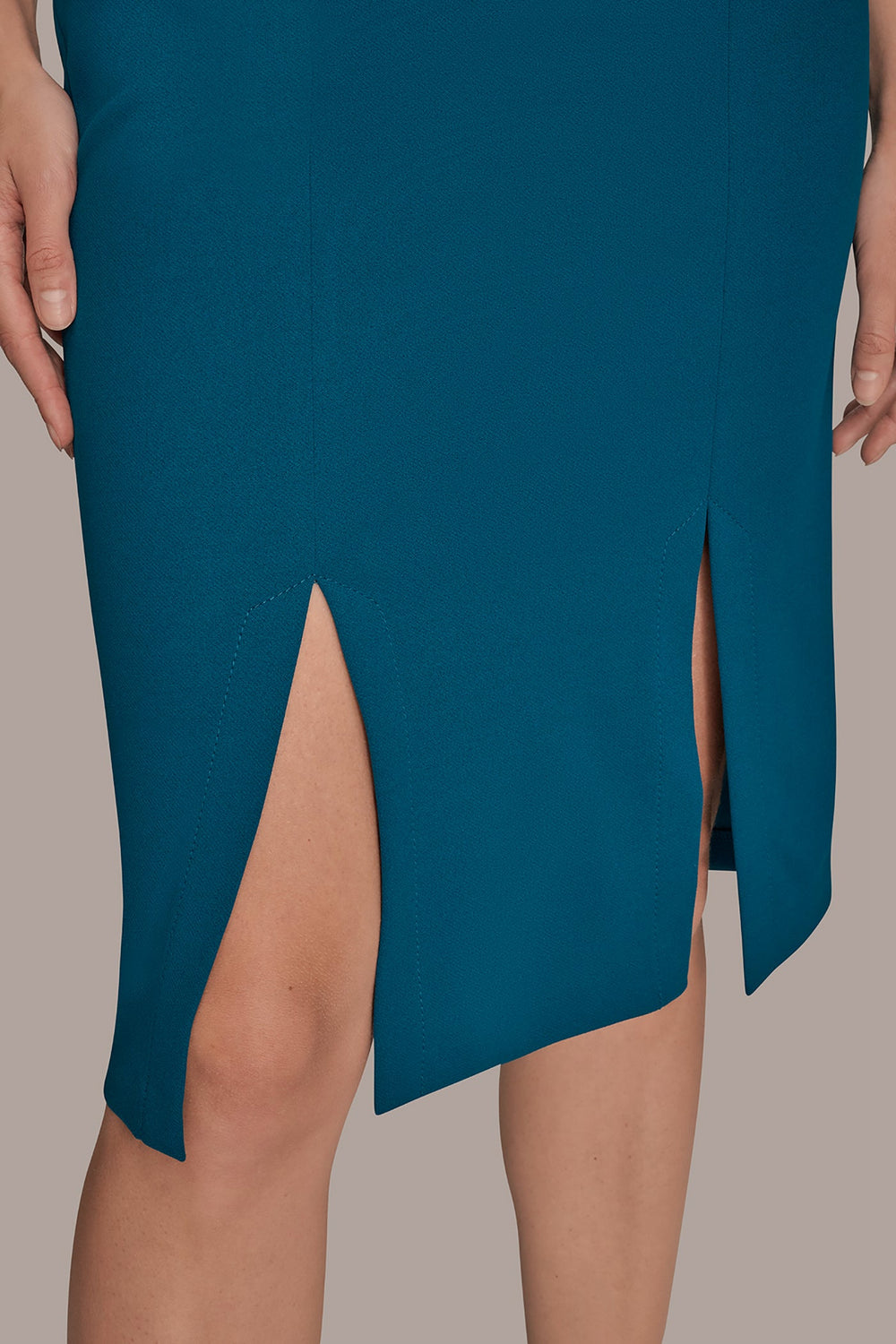 Donna Karan | LONG SLEEVE DOUBLE-SPLIT SHEATH DRESS