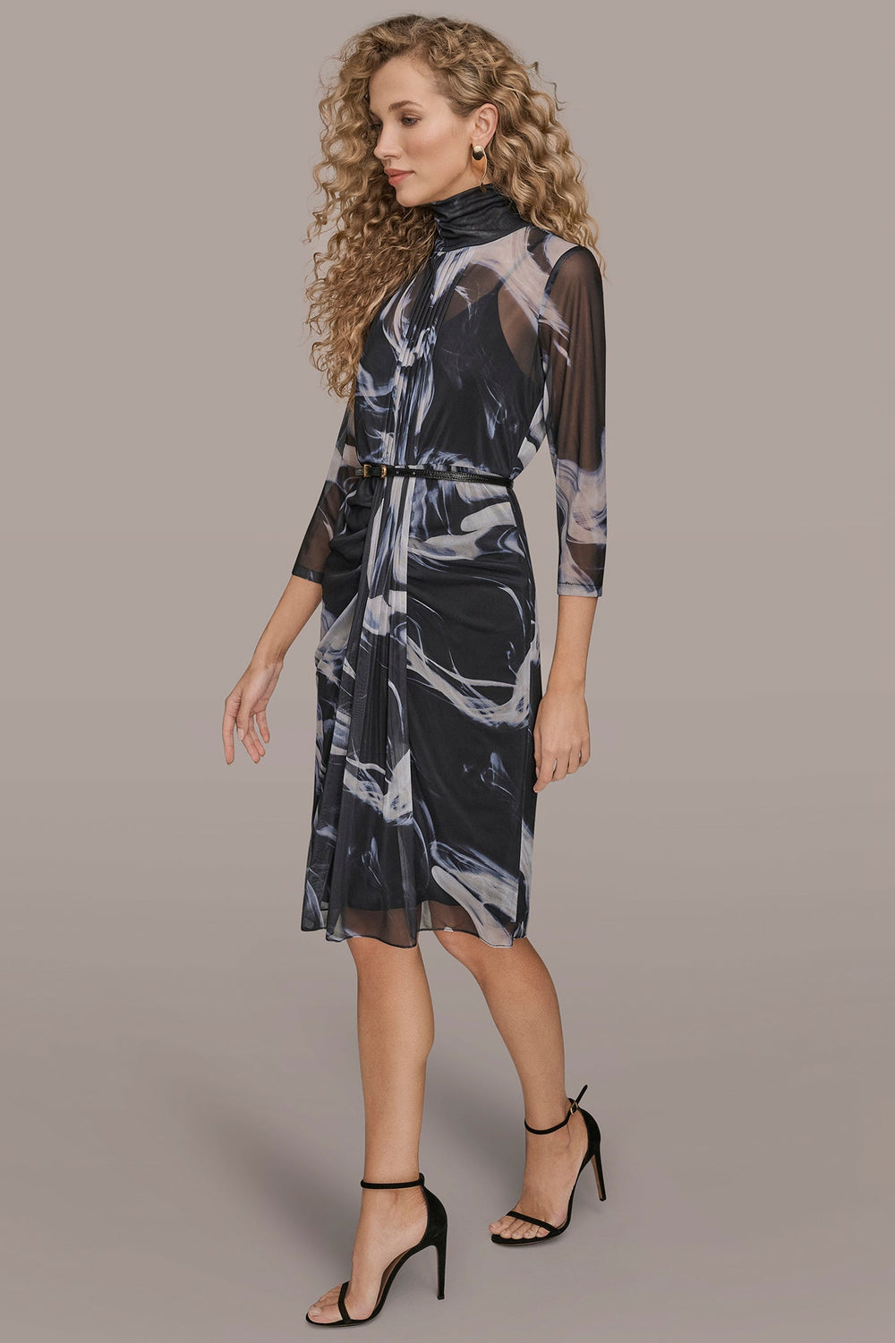 Donna Karan | BELTED DRAPED PRINTED DRESS