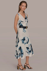 Donna Karan | V-NECK FLORAL DRESS