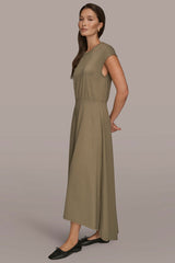 Donna Karan | CAP SLEEVE CREW NECK DRESS