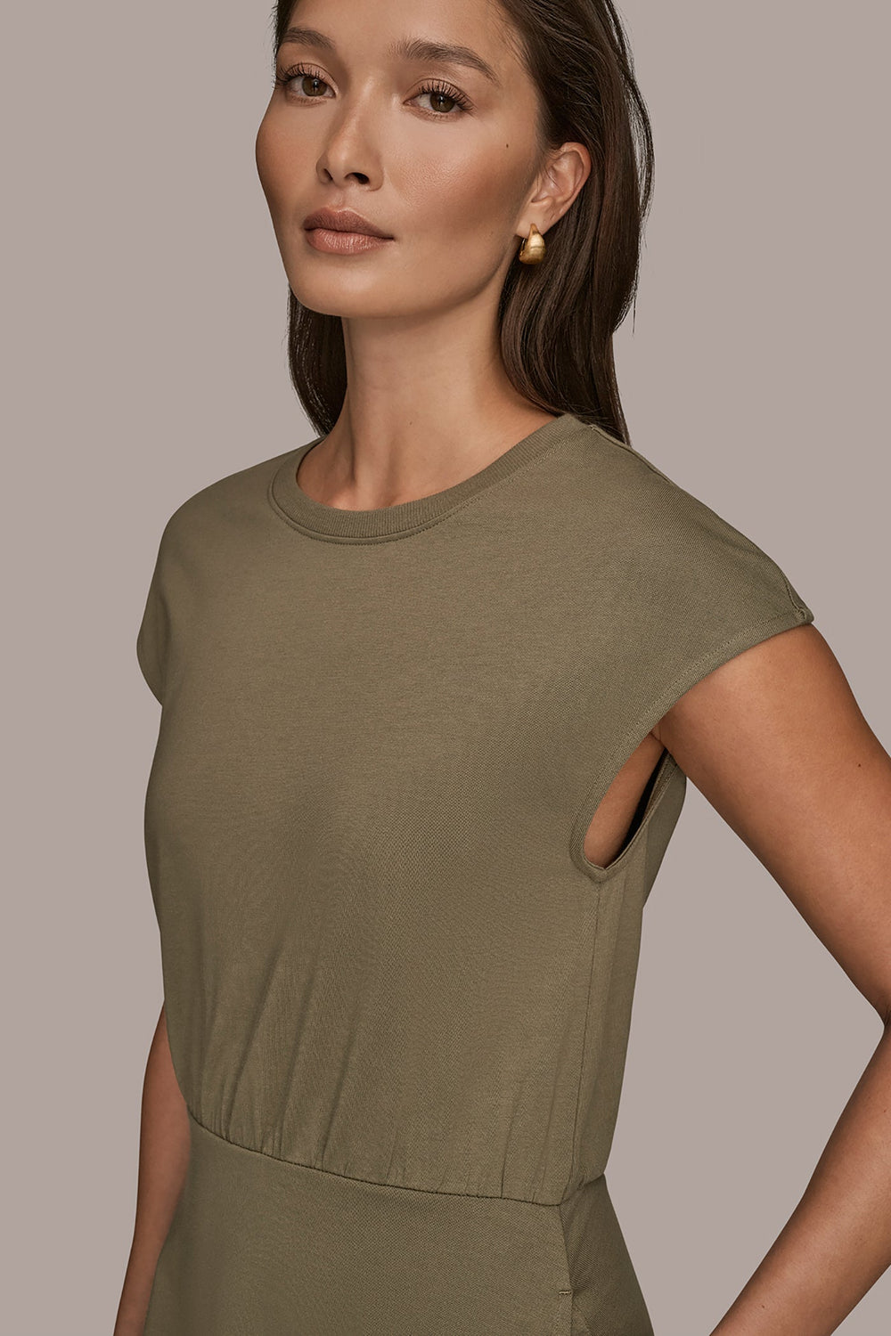 Donna Karan | CAP SLEEVE CREW NECK DRESS