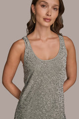Donna Karan | SLEEVELESS BEADED VELVET MIDI DRESS