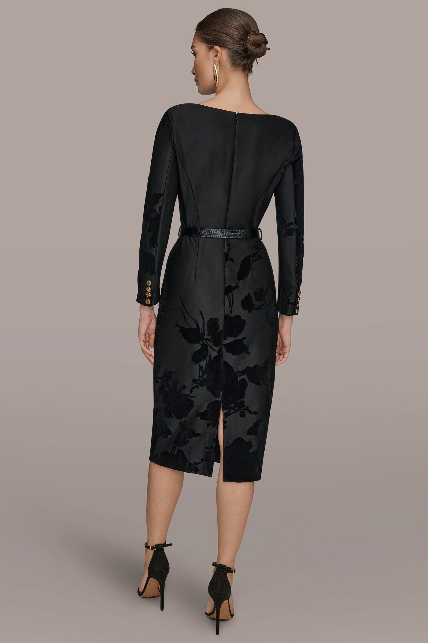 Donna Karan | 3/4 SLEEVE BOATNECK MIDI SHEATH DRESS