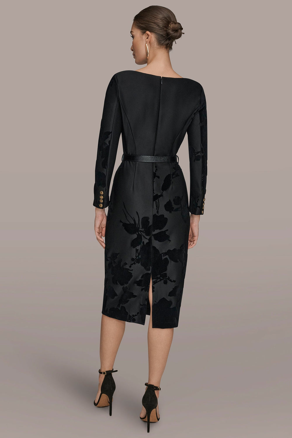 Donna Karan | 3/4 SLEEVE BOATNECK MIDI SHEATH DRESS