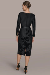 Donna Karan | 3/4 SLEEVE BOATNECK MIDI SHEATH DRESS
