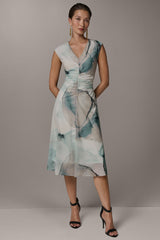 Donna Karan | CHIFFON STRIPE MIDI SHIFT DRESS