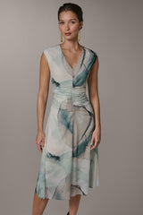 Donna Karan | CHIFFON STRIPE MIDI SHIFT DRESS