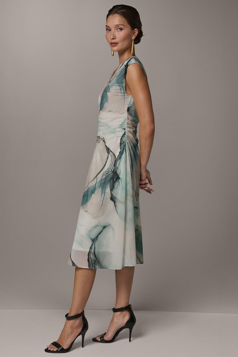 Donna Karan | CHIFFON STRIPE MIDI SHIFT DRESS