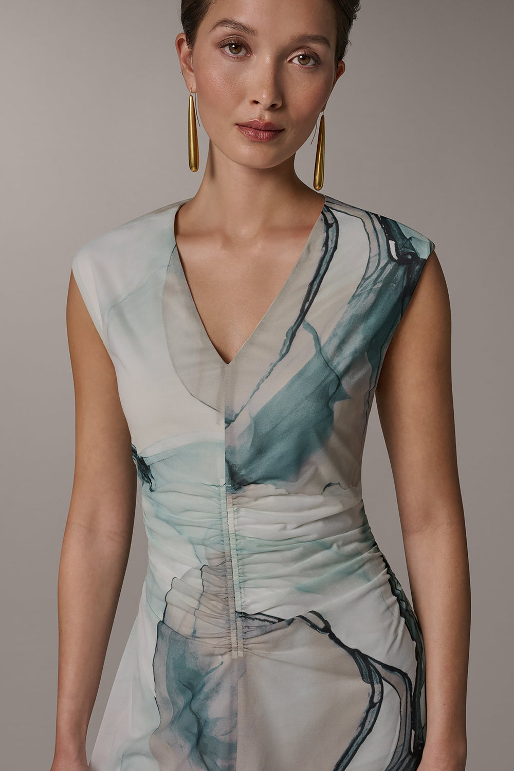 Donna Karan | CHIFFON STRIPE MIDI SHIFT DRESS
