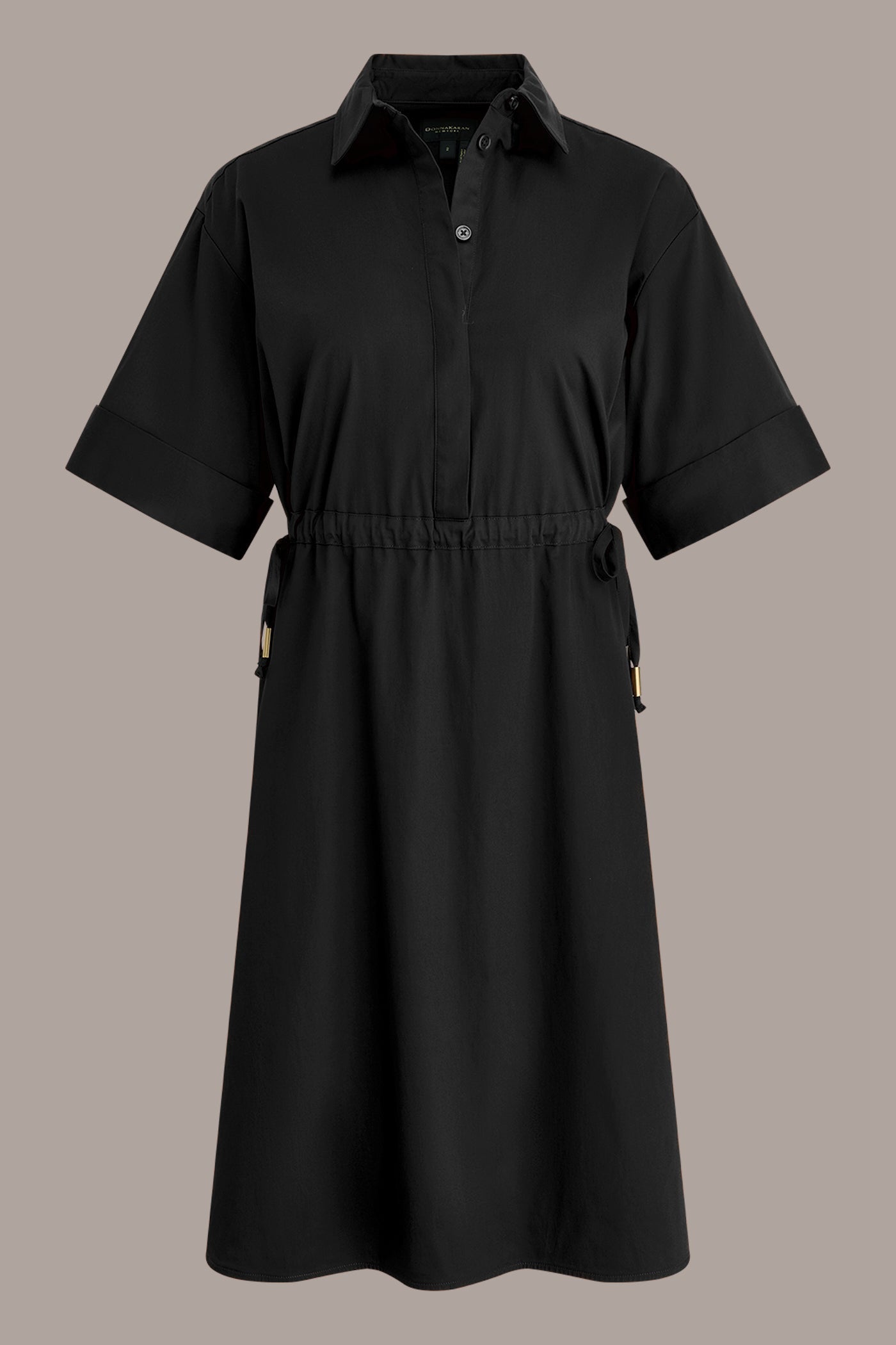 Donna Karan | COTTON-SATEEN DRAWSTRING SHIRT DRESS