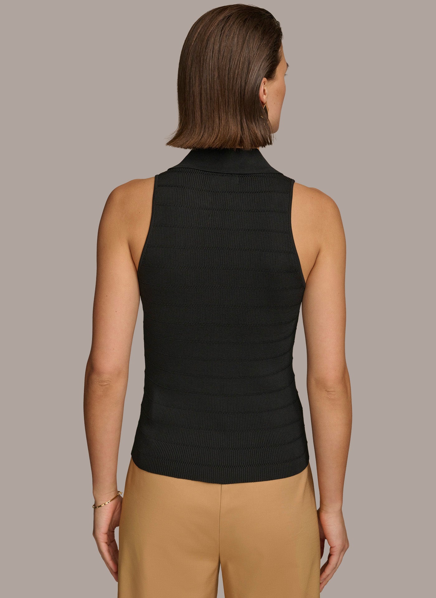 Donna Karan | TEXTURE SWEATER WITH  GOLD BUTTONS