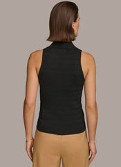 Donna Karan | TEXTURE SWEATER WITH  GOLD BUTTONS