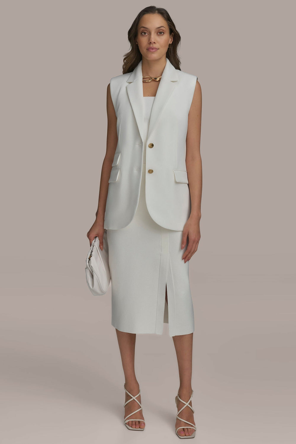 Donna Karan | BUTTON VEST WITH POCKET DETAIL