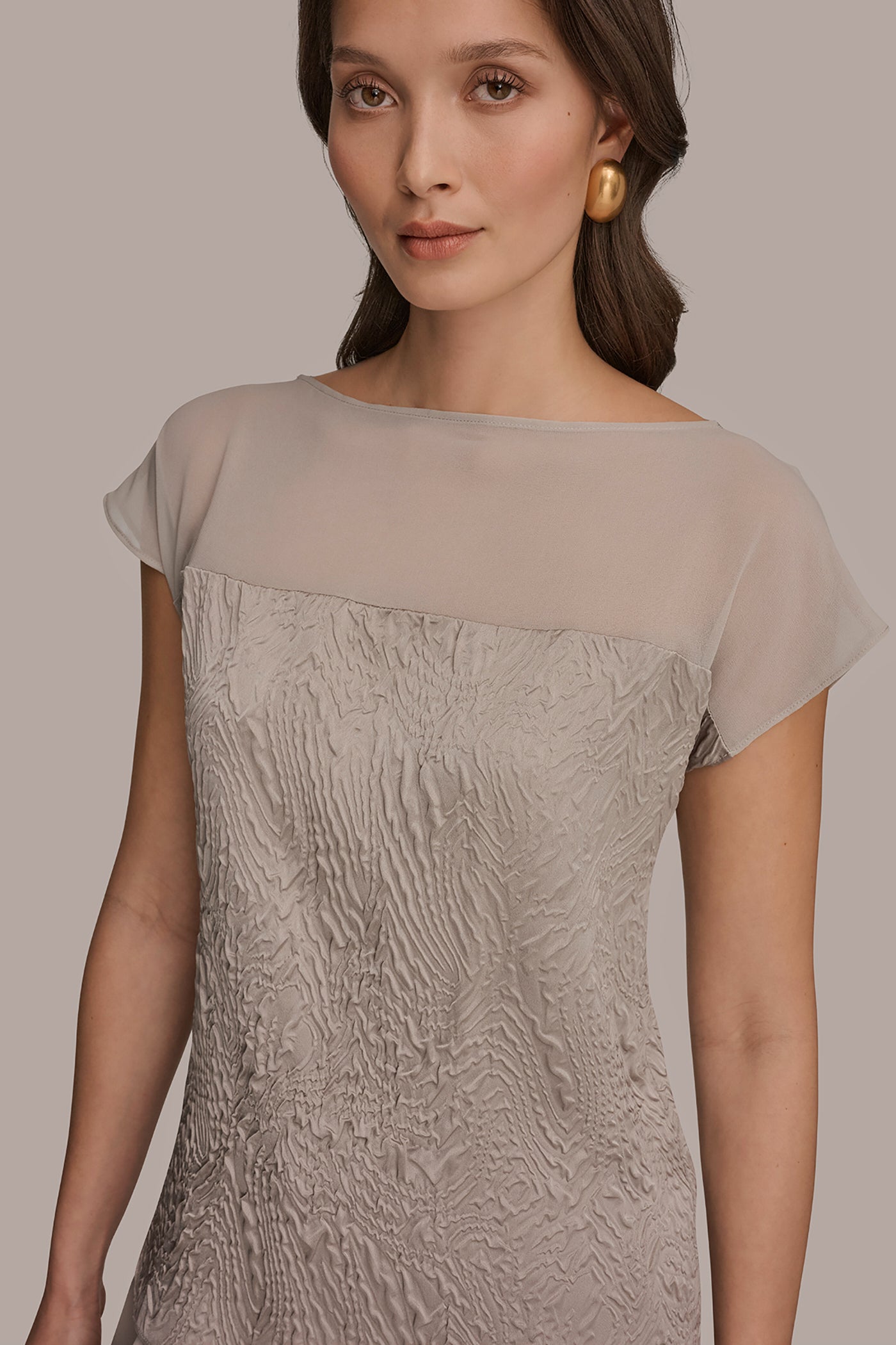 Donna Karan | MESH AND JACQUARD BLOUSE