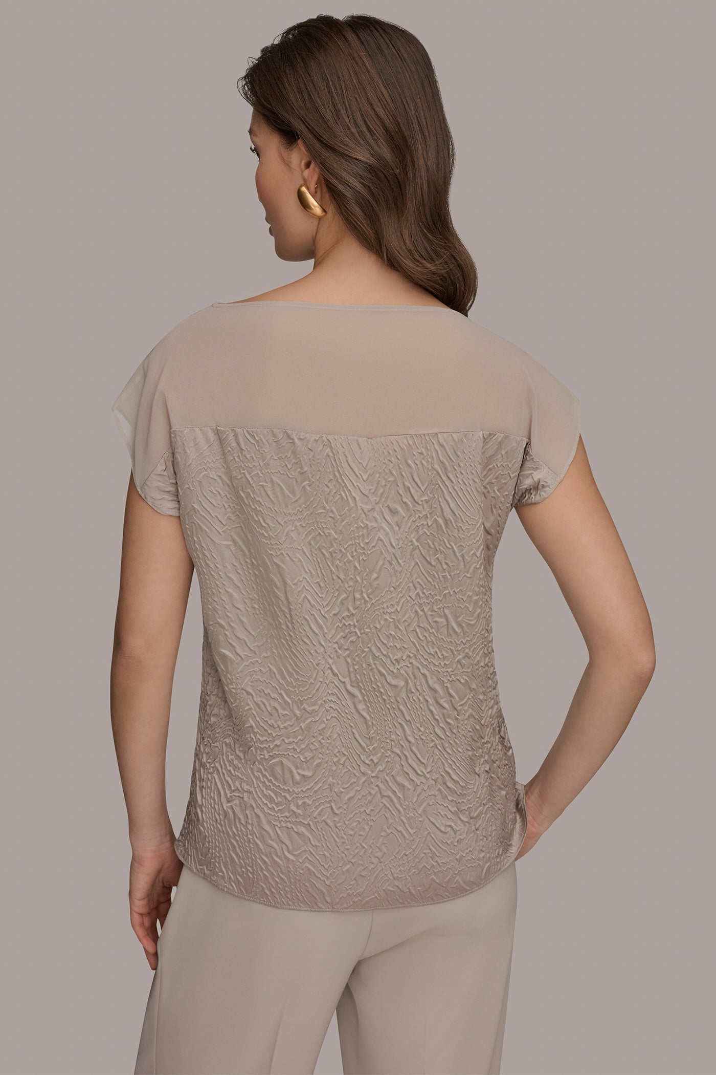 Donna Karan | MESH AND JACQUARD BLOUSE