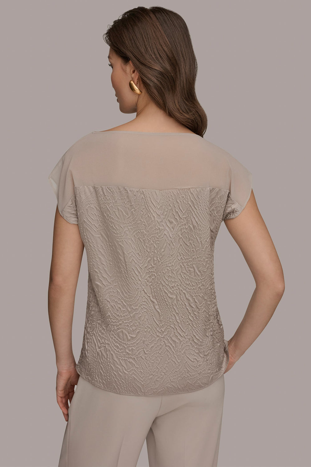 Donna Karan | MESH AND JACQUARD BLOUSE