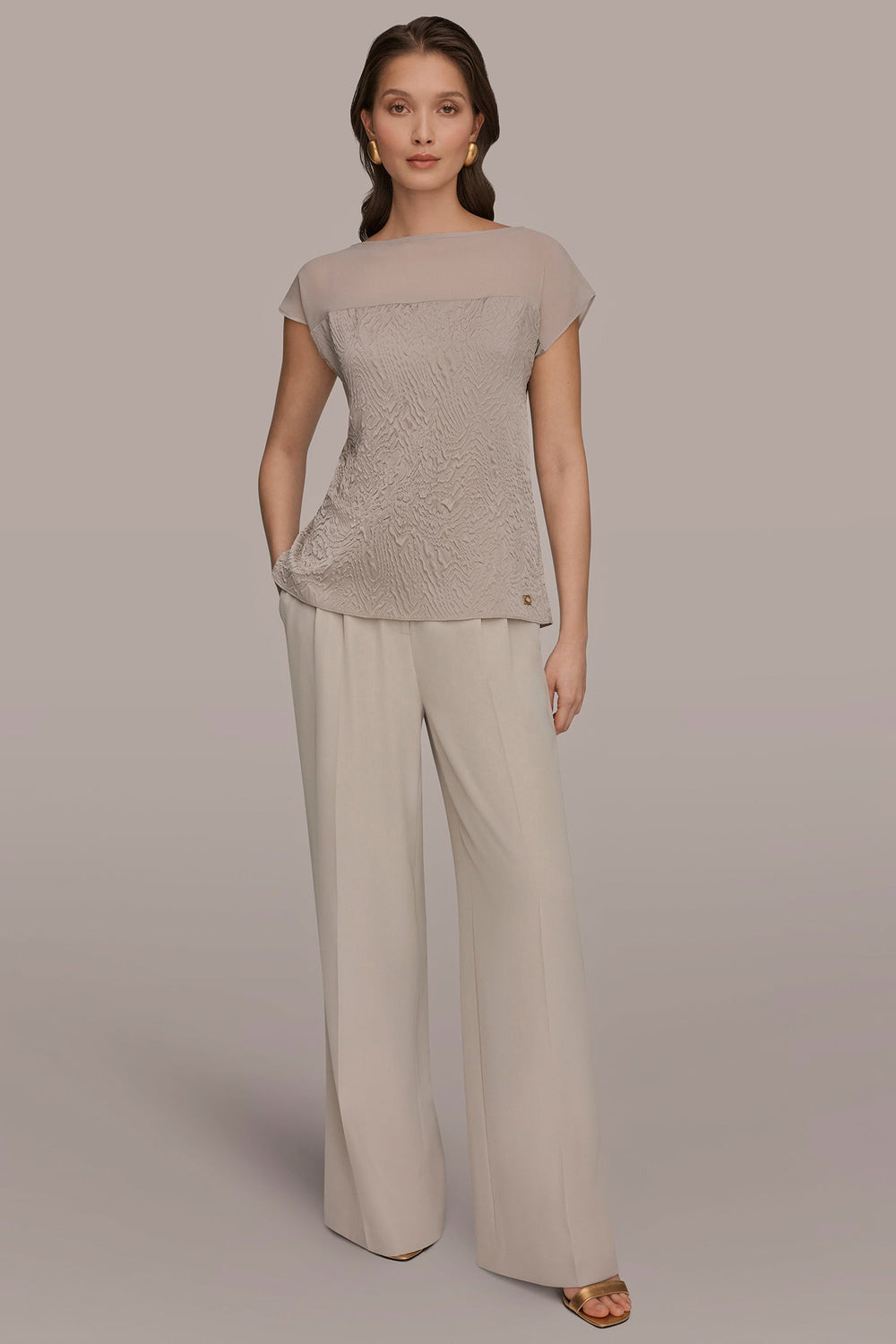 Donna Karan | MESH AND JACQUARD BLOUSE
