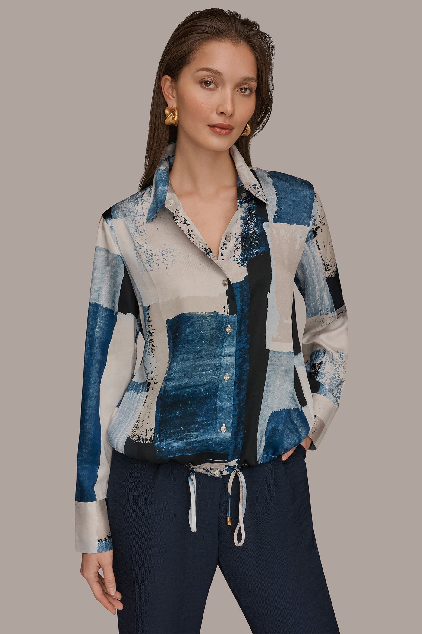 Donna Karan | DRAWSTRING HEM BLOUSE
