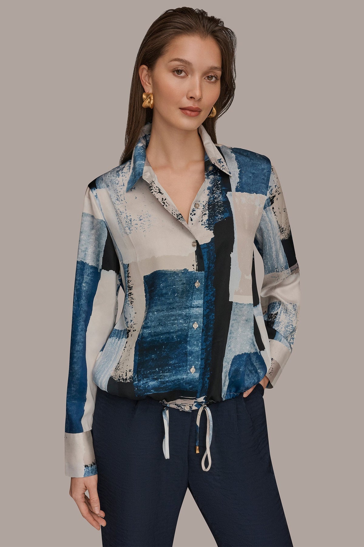 Donna Karan | DRAWSTRING HEM BLOUSE