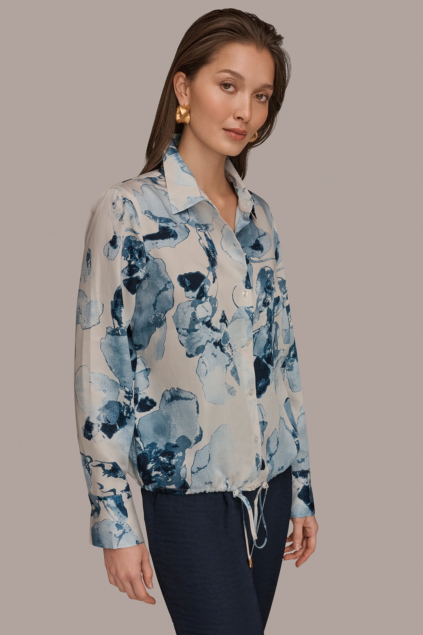 Donna Karan | DRAWSTRING HEM BLOUSE
