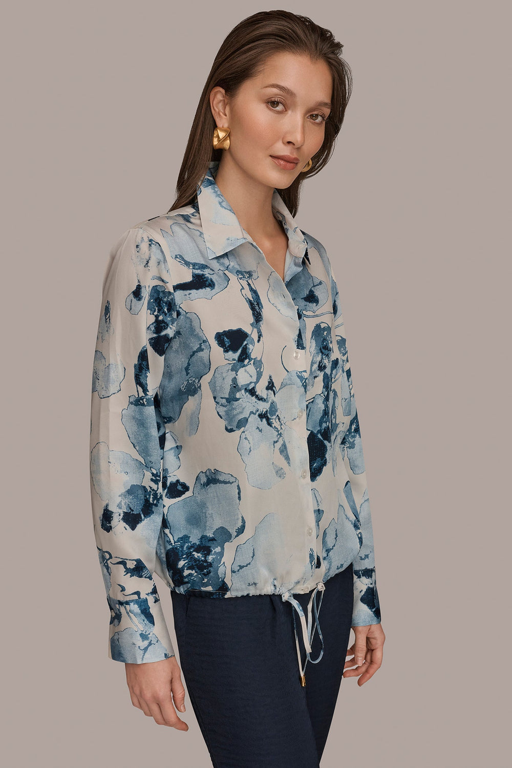 Donna Karan | DRAWSTRING HEM BLOUSE