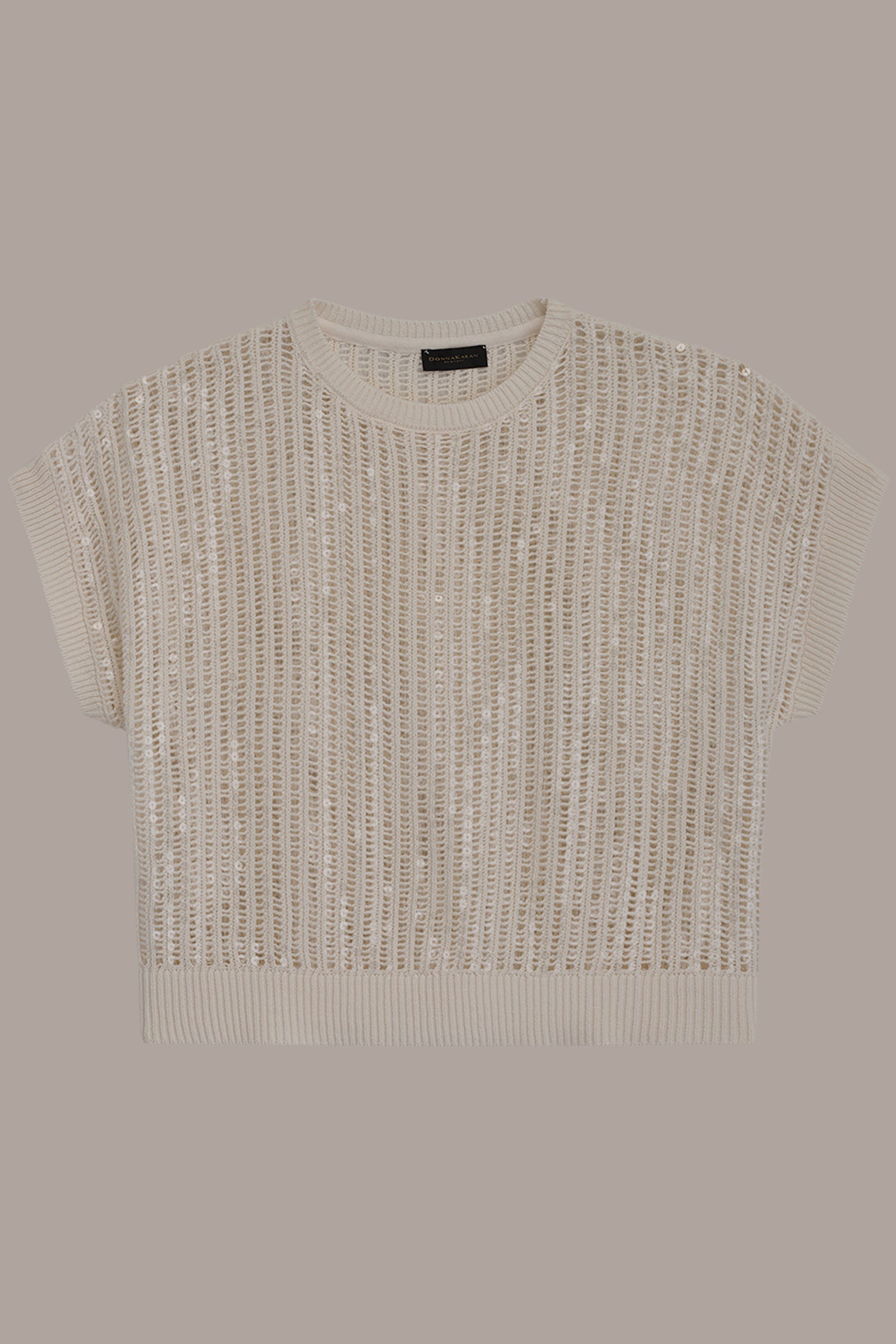Donna Karan | COTTON-BLEND SEQUIN OPEN-KNIT SWEATER
