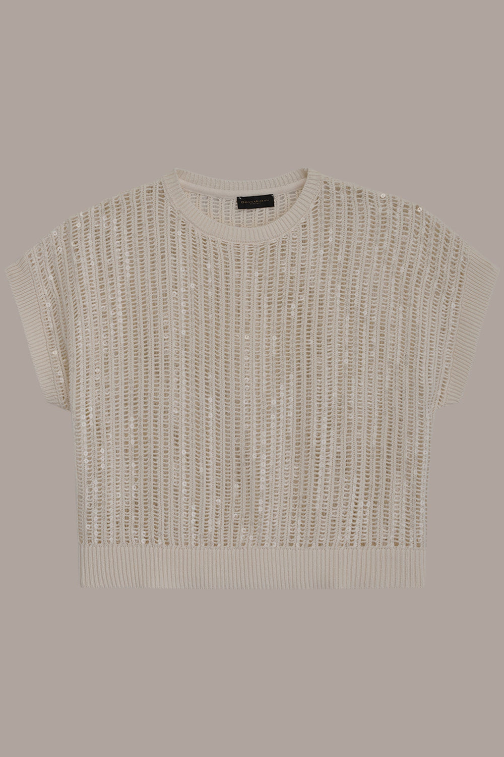 Donna Karan | COTTON-BLEND SEQUIN OPEN-KNIT SWEATER