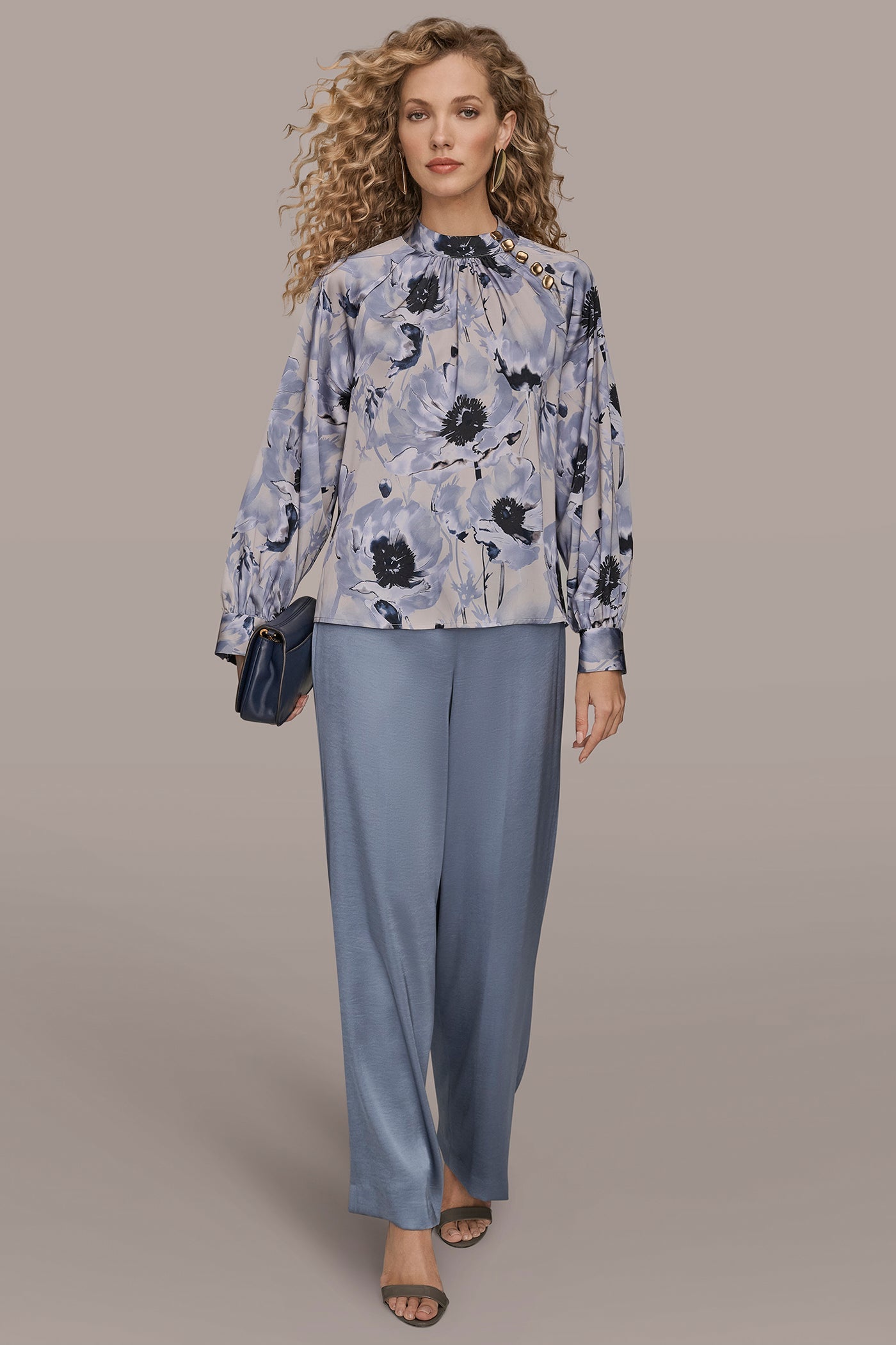 Donna Karan | BUTTON-NECK BLOUSE