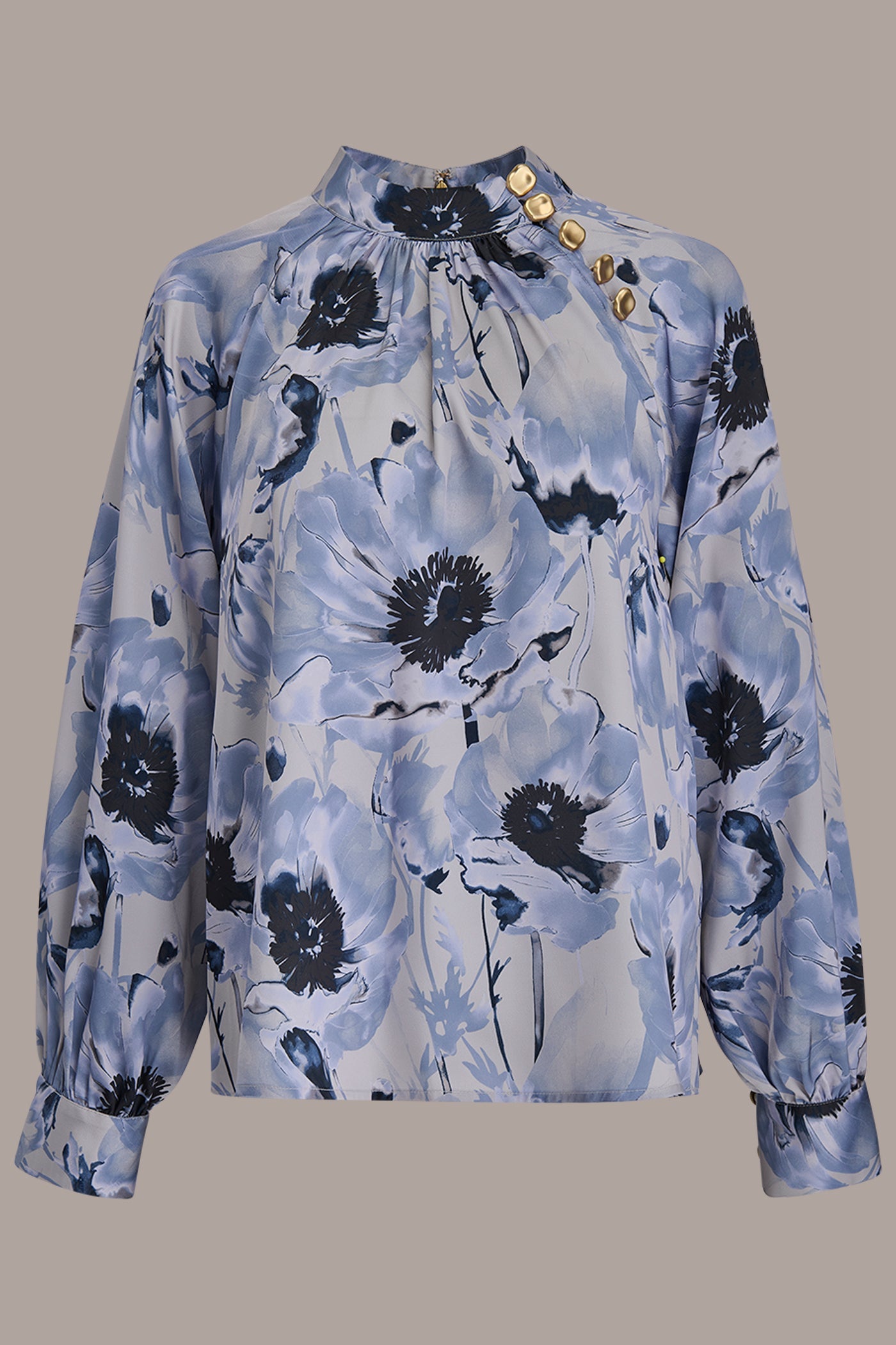Donna Karan | BUTTON-NECK BLOUSE