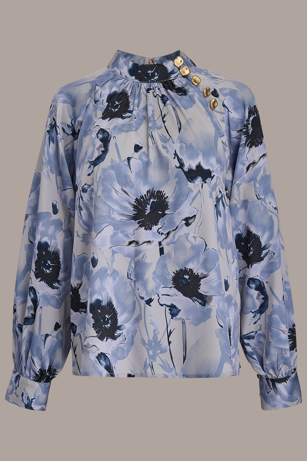 Donna Karan | BUTTON-NECK BLOUSE