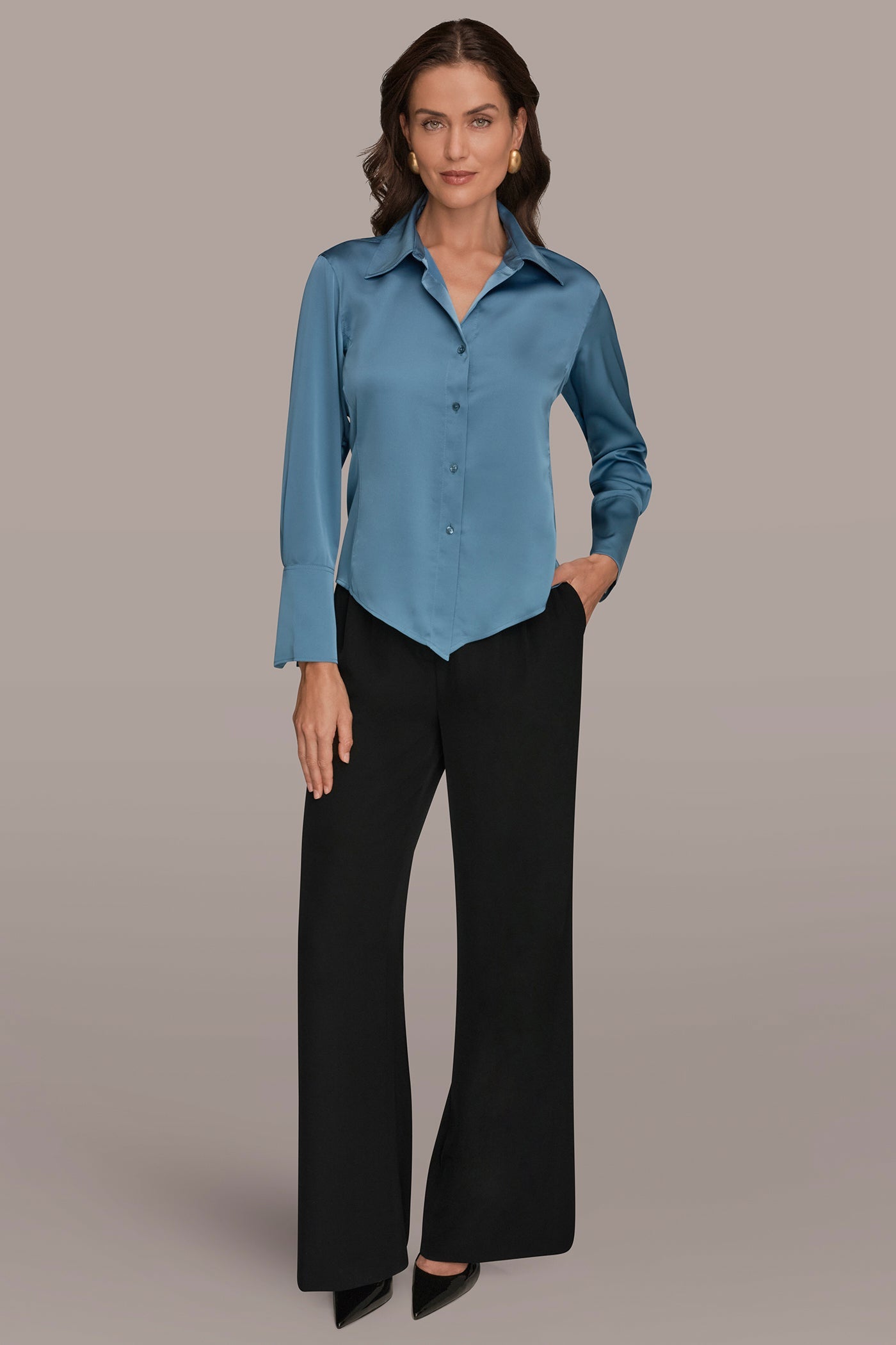 Donna Karan | SATIN HIGH-LOW BLOUSE