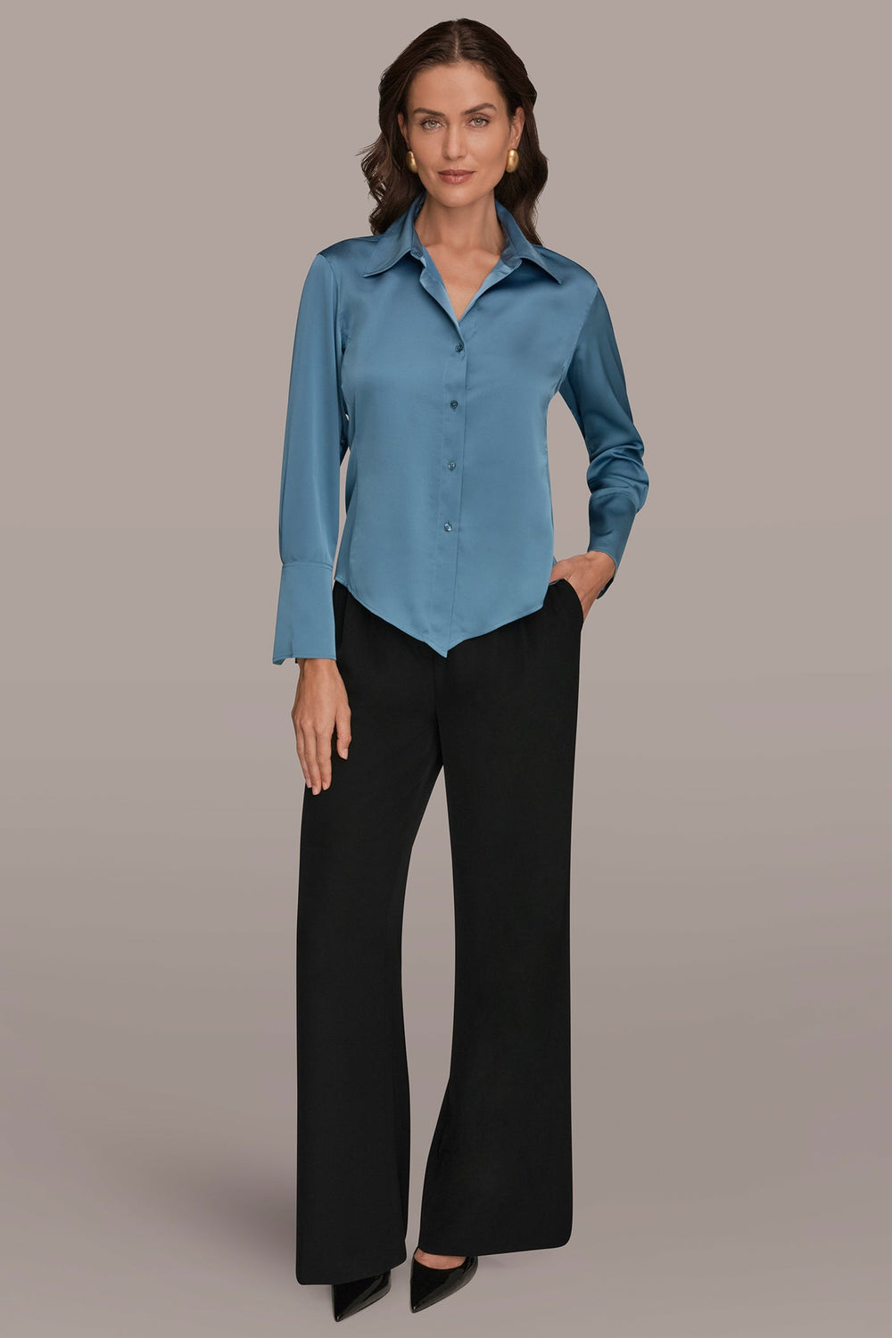 Donna Karan | SATIN HIGH-LOW BLOUSE
