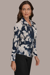 Donna Karan | FLORAL PRINT HIGH-LOW BLOUSE