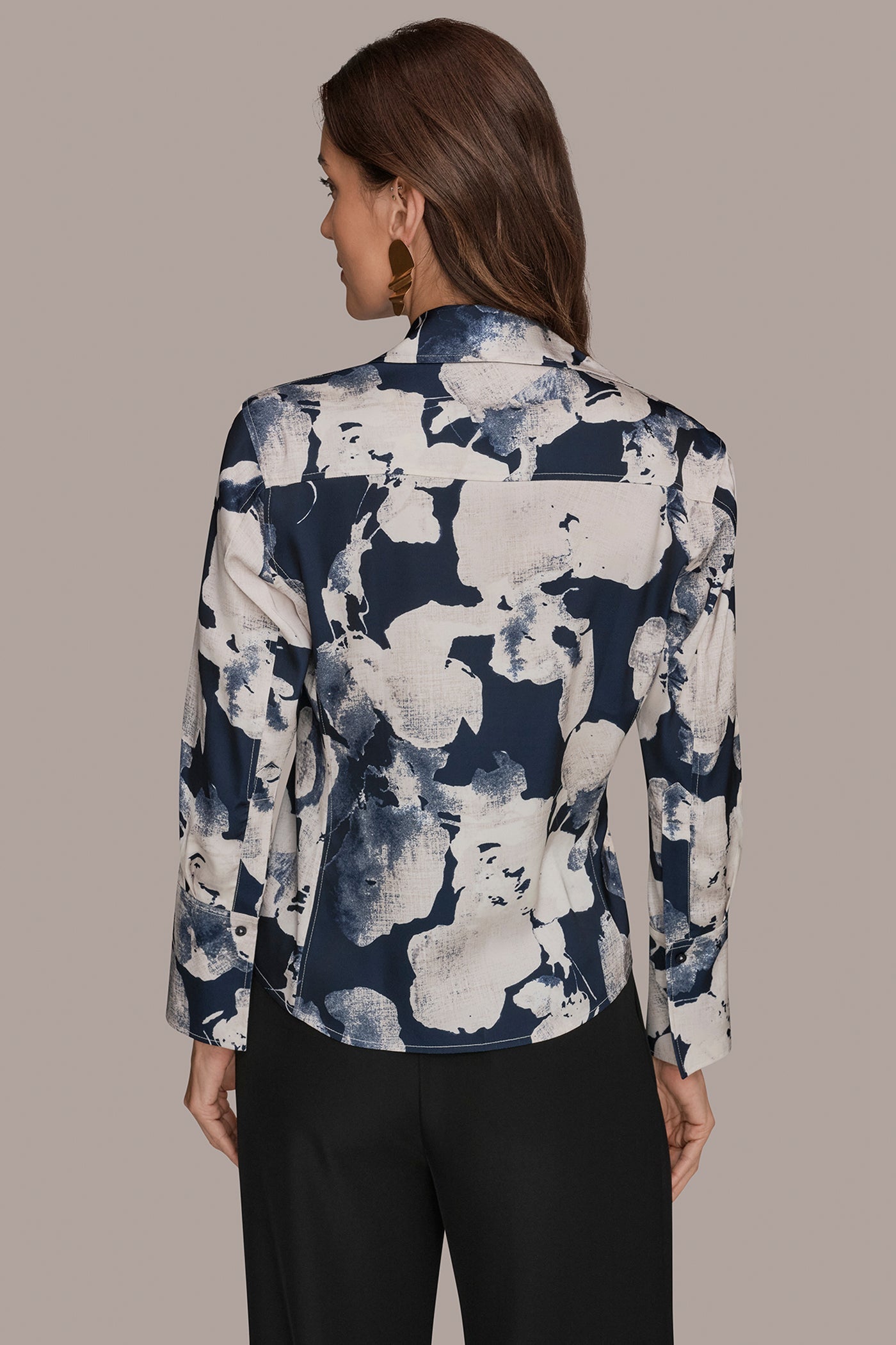 Donna Karan | FLORAL PRINT HIGH-LOW BLOUSE