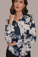 Donna Karan | FLORAL PRINT HIGH-LOW BLOUSE