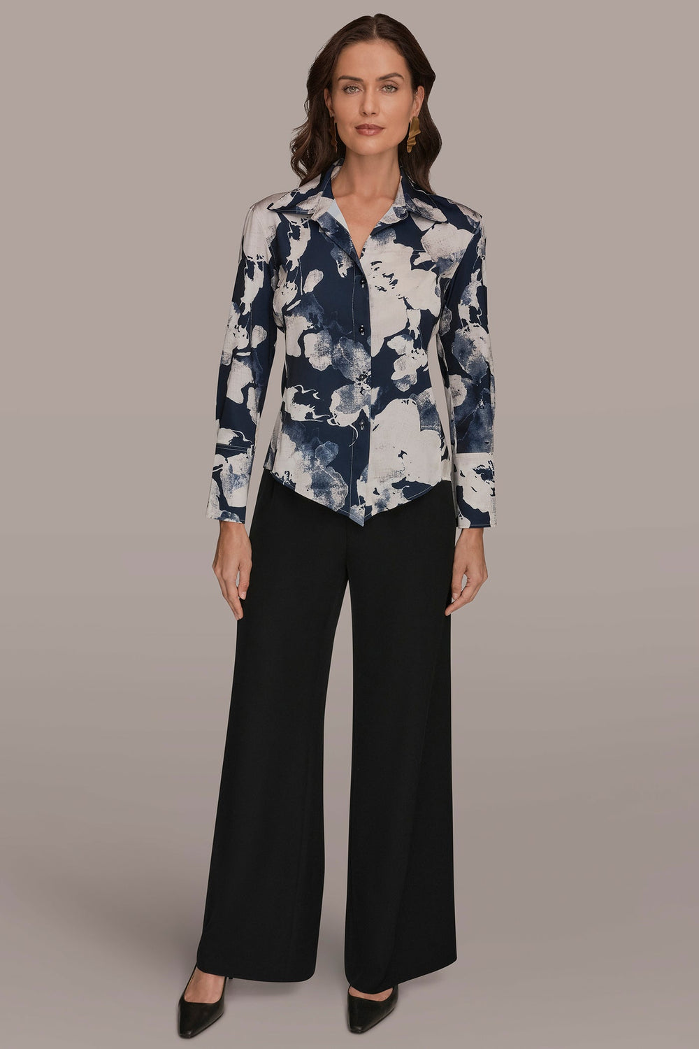 Donna Karan | FLORAL PRINT HIGH-LOW BLOUSE