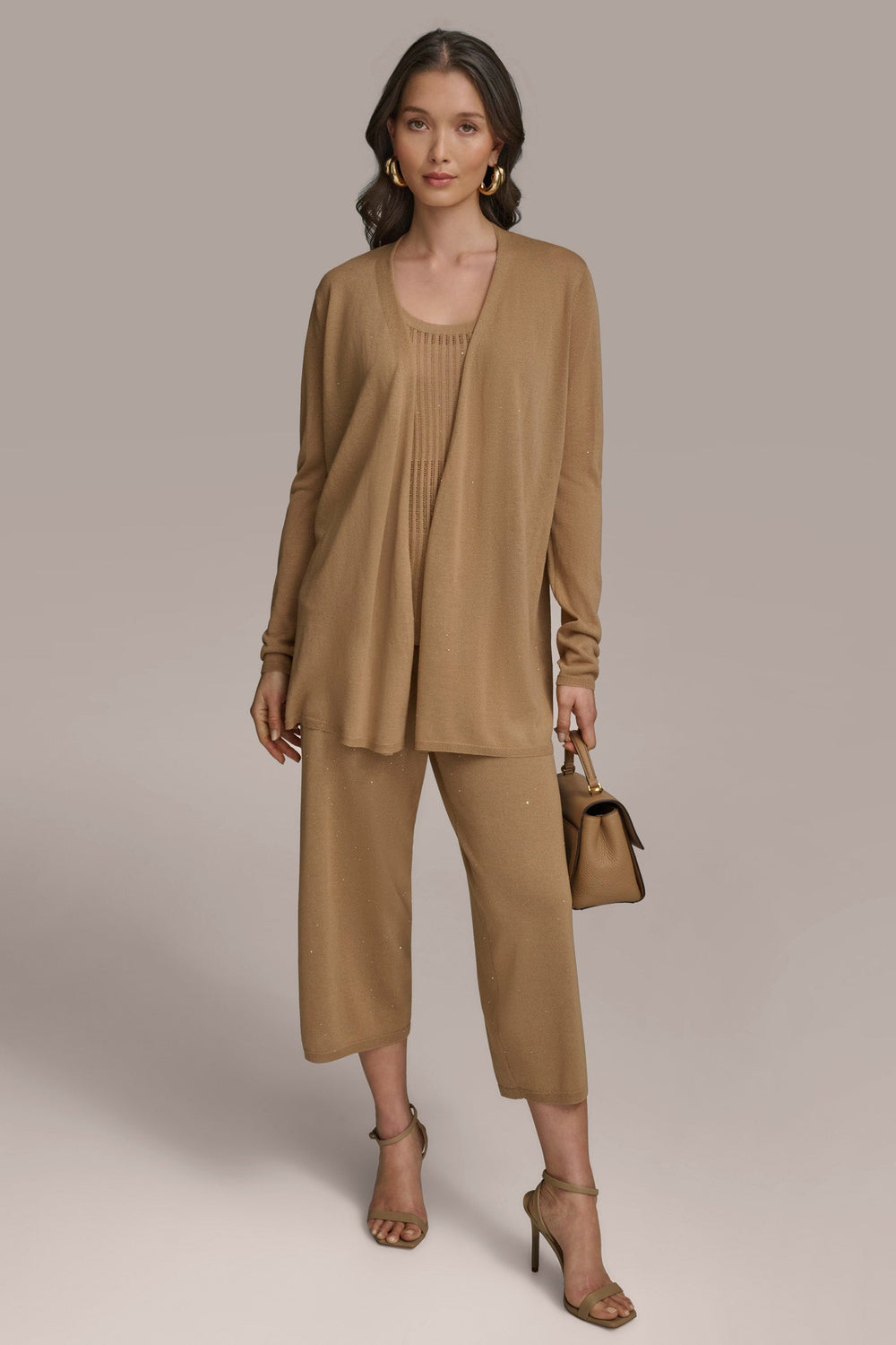 Donna Karan | LONG SLEEVE RIB OPEN CARDIGAN